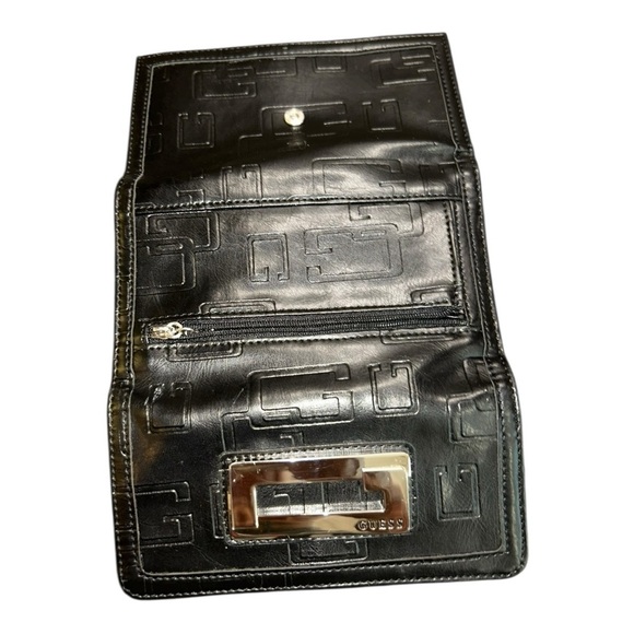 GUESS Embossed Black Wallet with Metal Accent - Picture 2 of 5